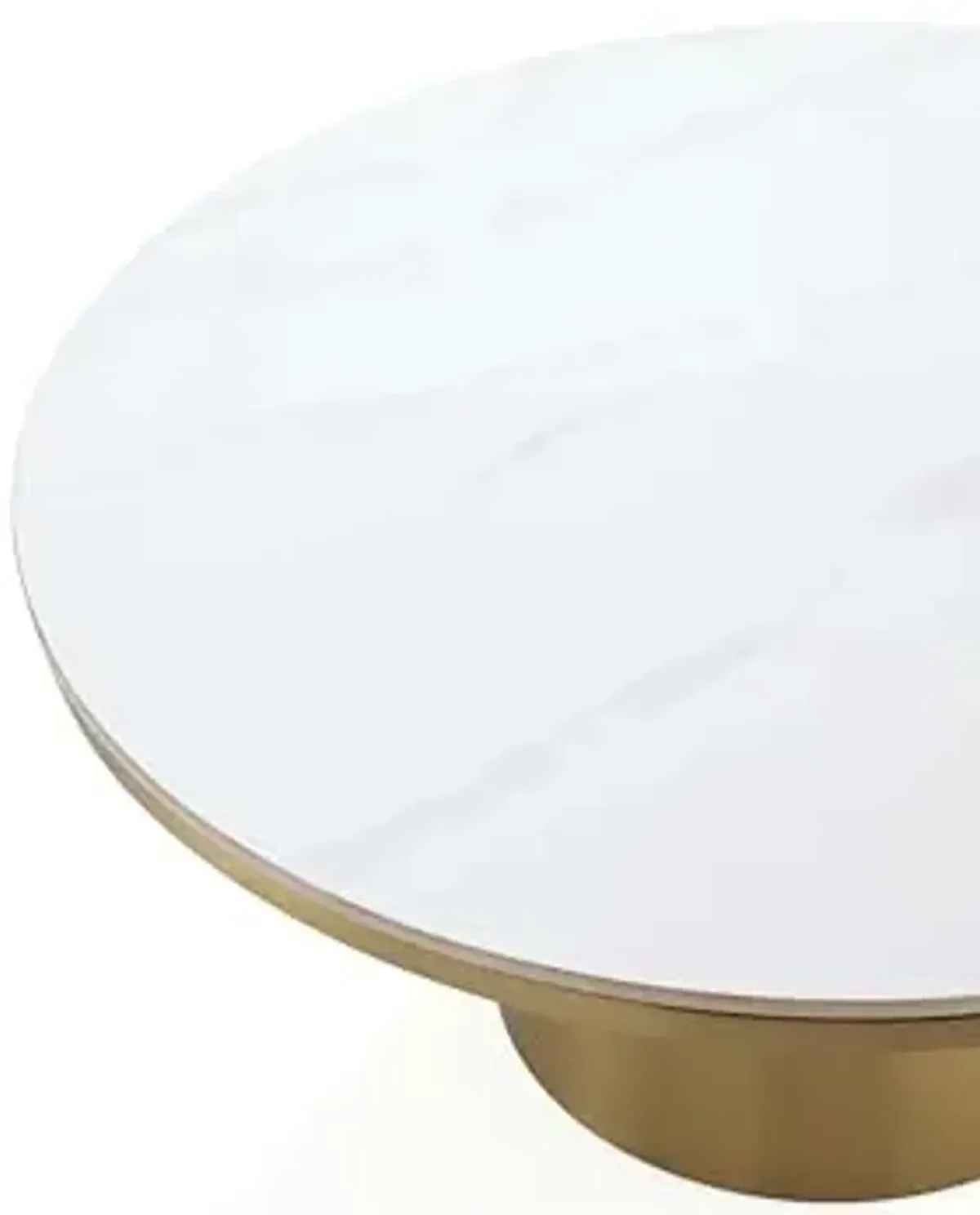 Manhattan Comfort Glenn Round Coffee Table with Sleek Sintered Stone Top and Stainless Steel Base, Elegant Design for Modern Living Room, Centerpiece, Gold