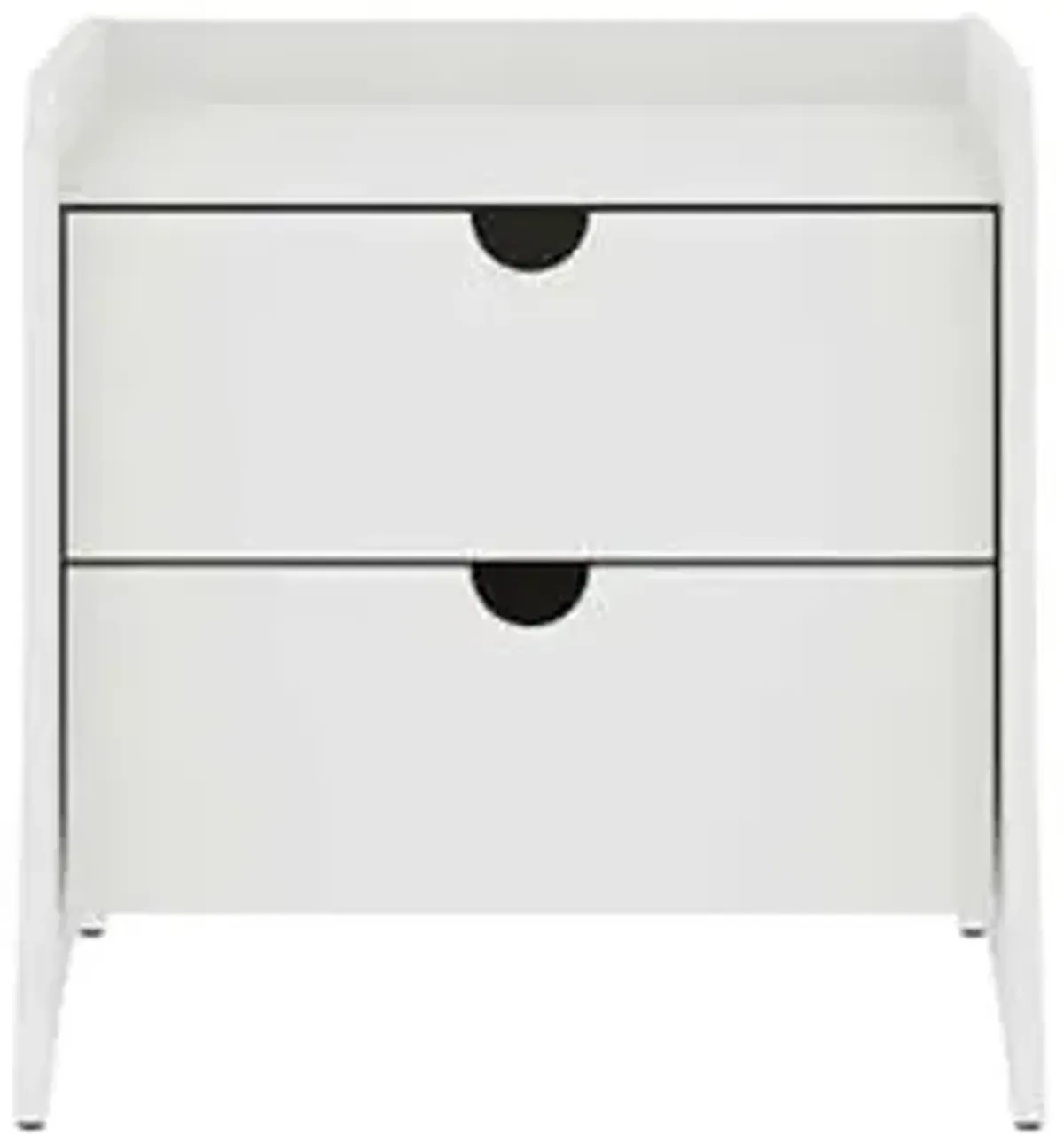 Manhattan Comfort Coney Mid Century Modern Nightstand with Drawers, Curved Legs, and Spacious Storage, Minimalist Bedroom Night Stand for Lamps and Decor Items, Bedside Table, White