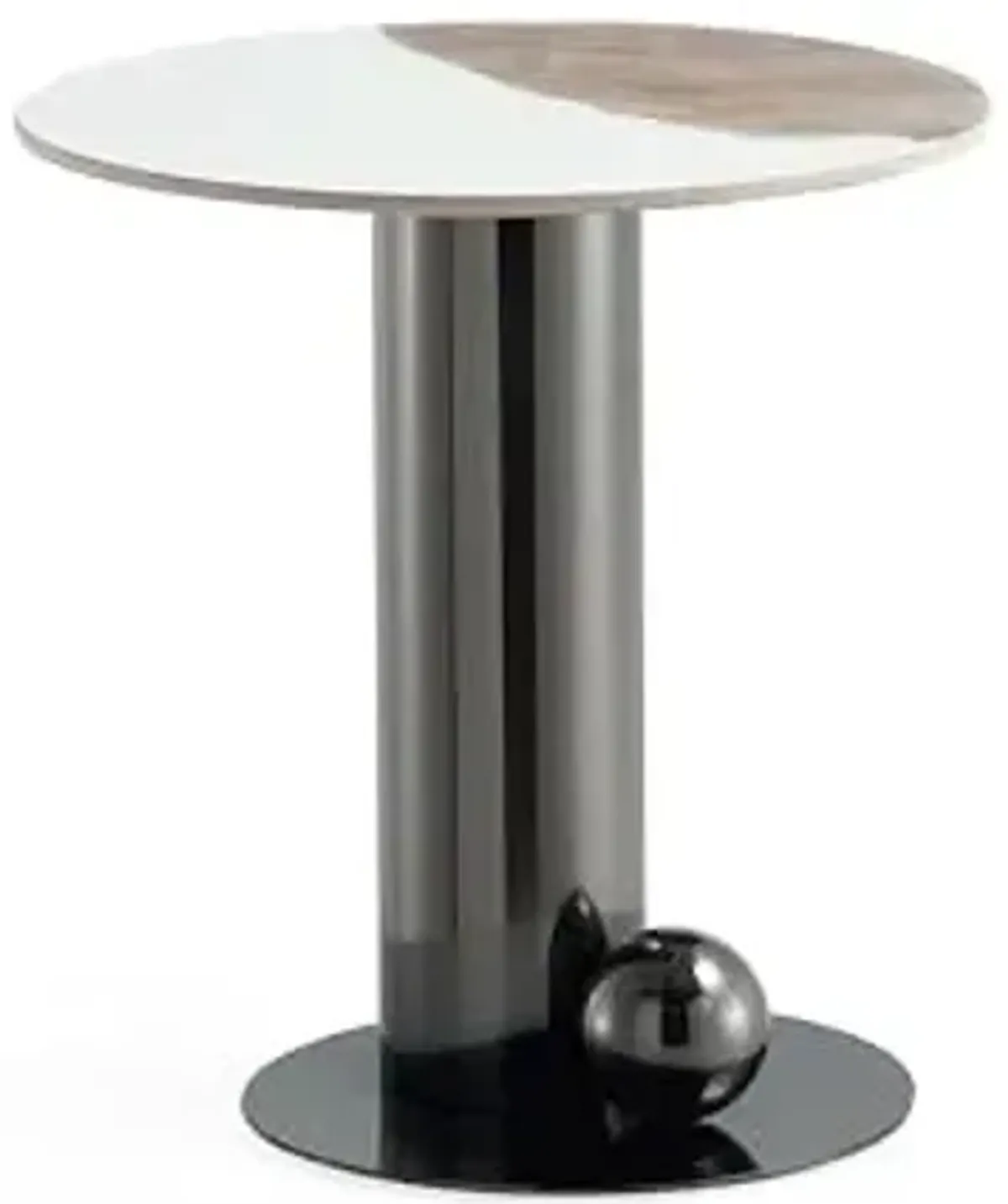 Manhattan Comfort Laurel Round End Table with Sleek Sintered Stone Top and Stainless Steel Base, Elegant Design for Modern Living Room, Side Piece, Black
