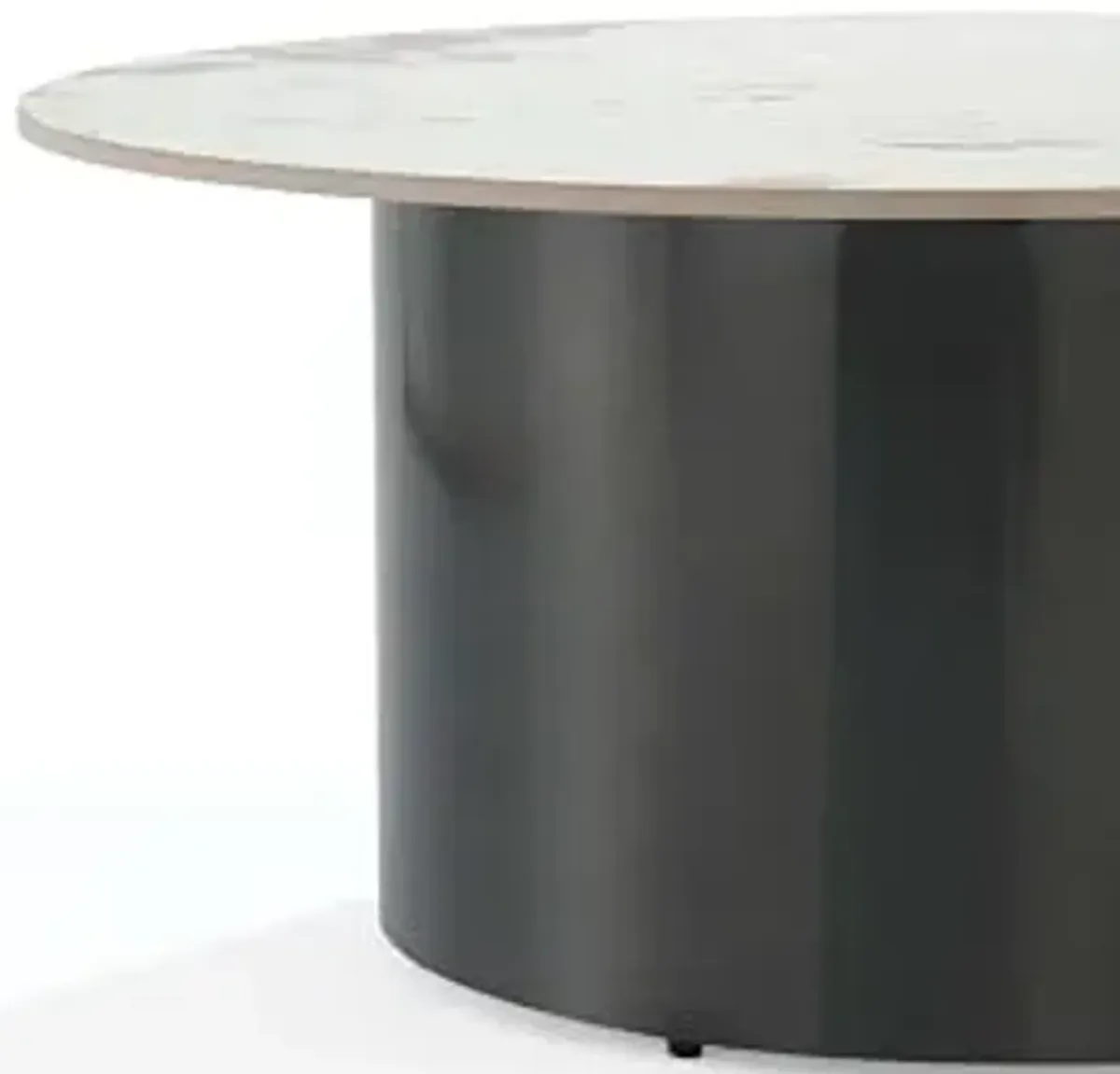 Manhattan Comfort Alondra Round Coffee Table with Sleek Sintered Stone Top and Stainless Steel Base, Elegant Design for Modern Living Room, Centerpiece, Black