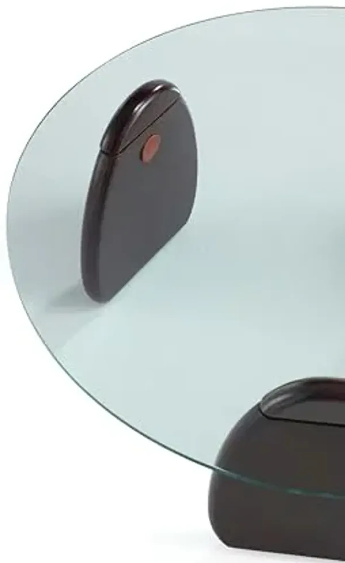 Manhattan Comfort Artesia Round Coffee Table with Sleek Tempered Glass Top, Solid Wood Base, and Contemporary Design, Living Room Accent Furniture for Modern Homes, Centerpiece, Dark Walnut