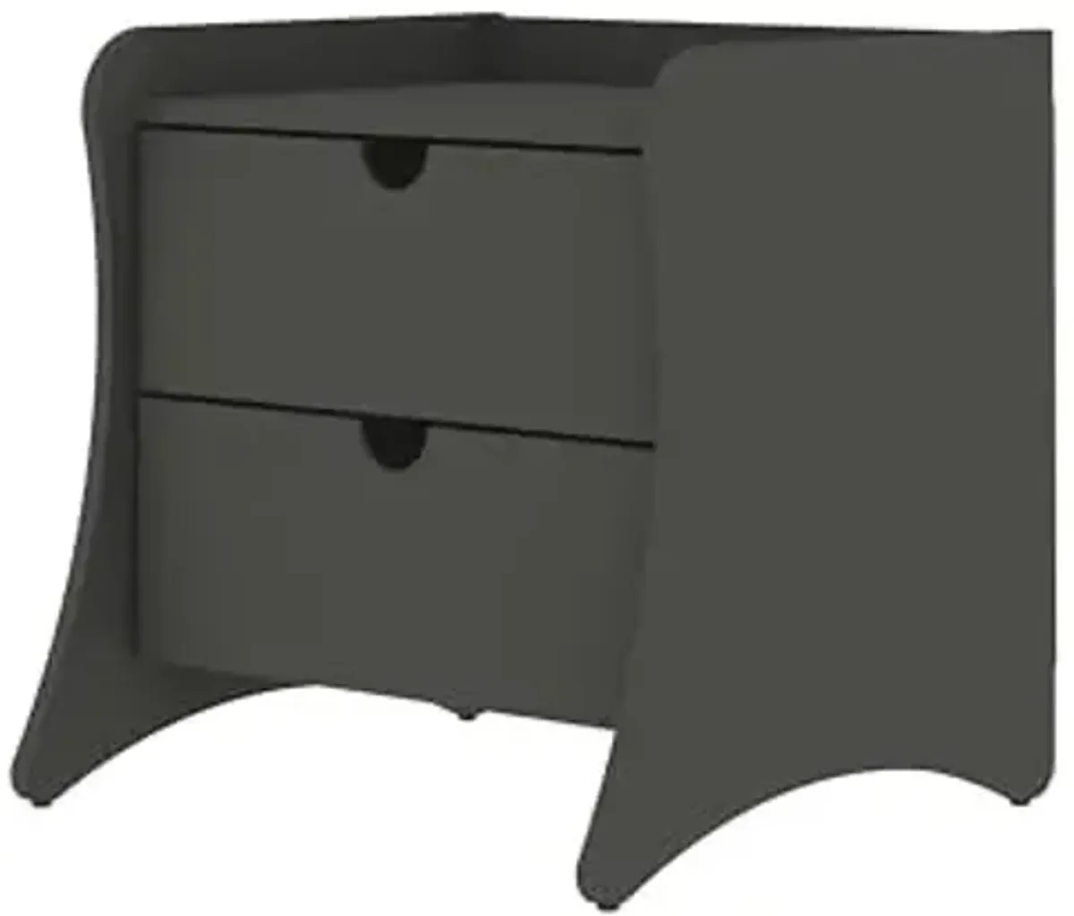 Manhattan Comfort Coney Mid Century Modern Nightstand with Drawers, Curved Legs, and Spacious Storage, Minimalist Bedroom Night Stand for Lamps and Decor Items, Bedside Table, Grey