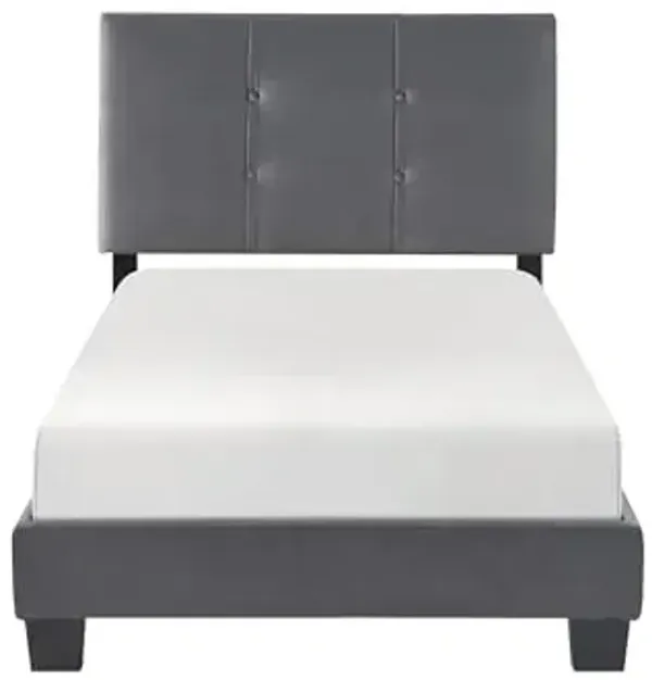 Lexicon Twin Bed Frame, Velvet Upholstered Bed with Button Tufted Headboard and Adjustable Headboard, Modern Twin Bed, No Box Spring Needed, Easy Assembly, Dark Gray