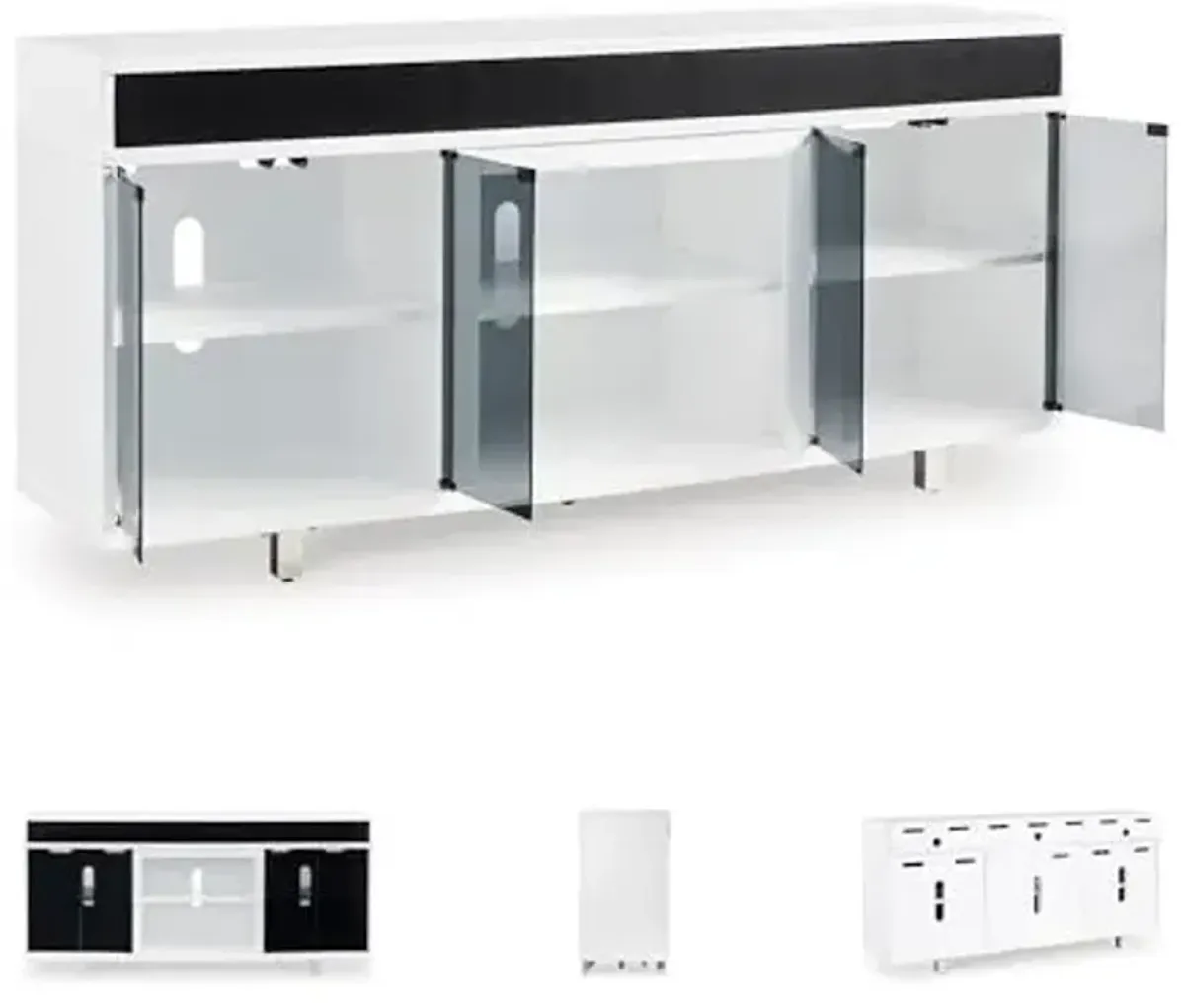 Signature Design by Ashley Gardoni Contemporary 72" TV Stand for TVs up to 82" with Adjustable Shelves, Cabinets, Cord Openings and Fireplace Option, White & Black