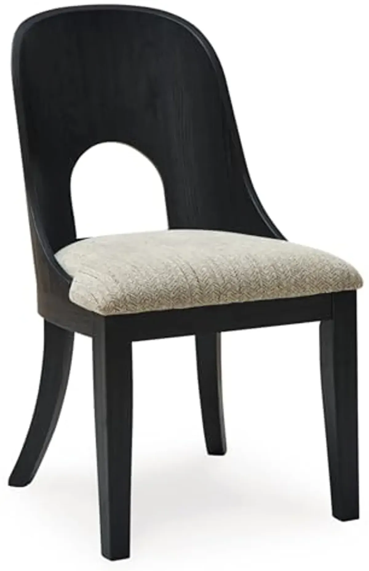 Signature Design by Ashley Rowanbeck Contemporary Armless Herringbone Upholstered Dining Chair, Set of 2, Black & Light Gray