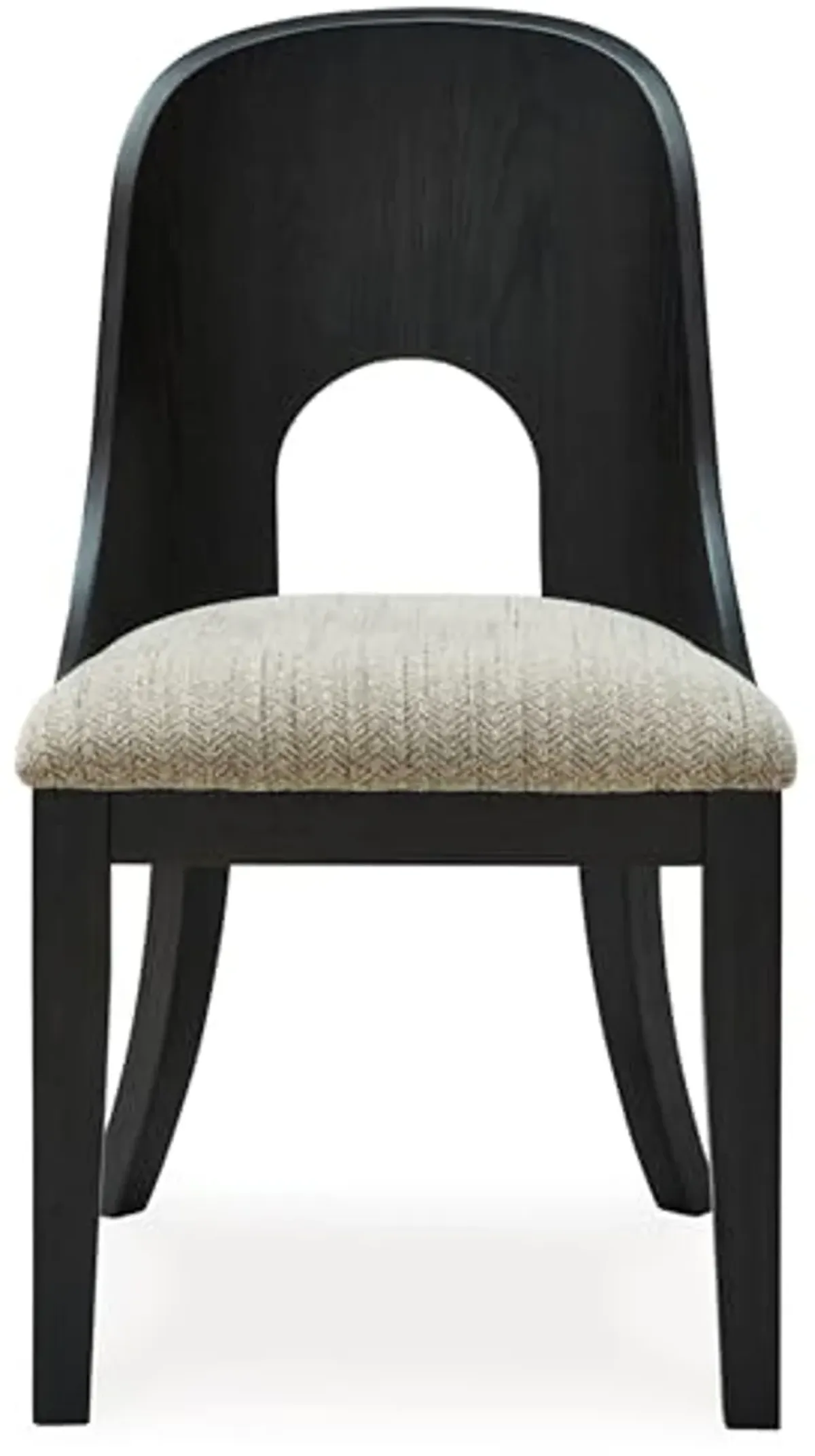 Signature Design by Ashley Rowanbeck Contemporary Armless Herringbone Upholstered Dining Chair, Set of 2, Black & Light Gray