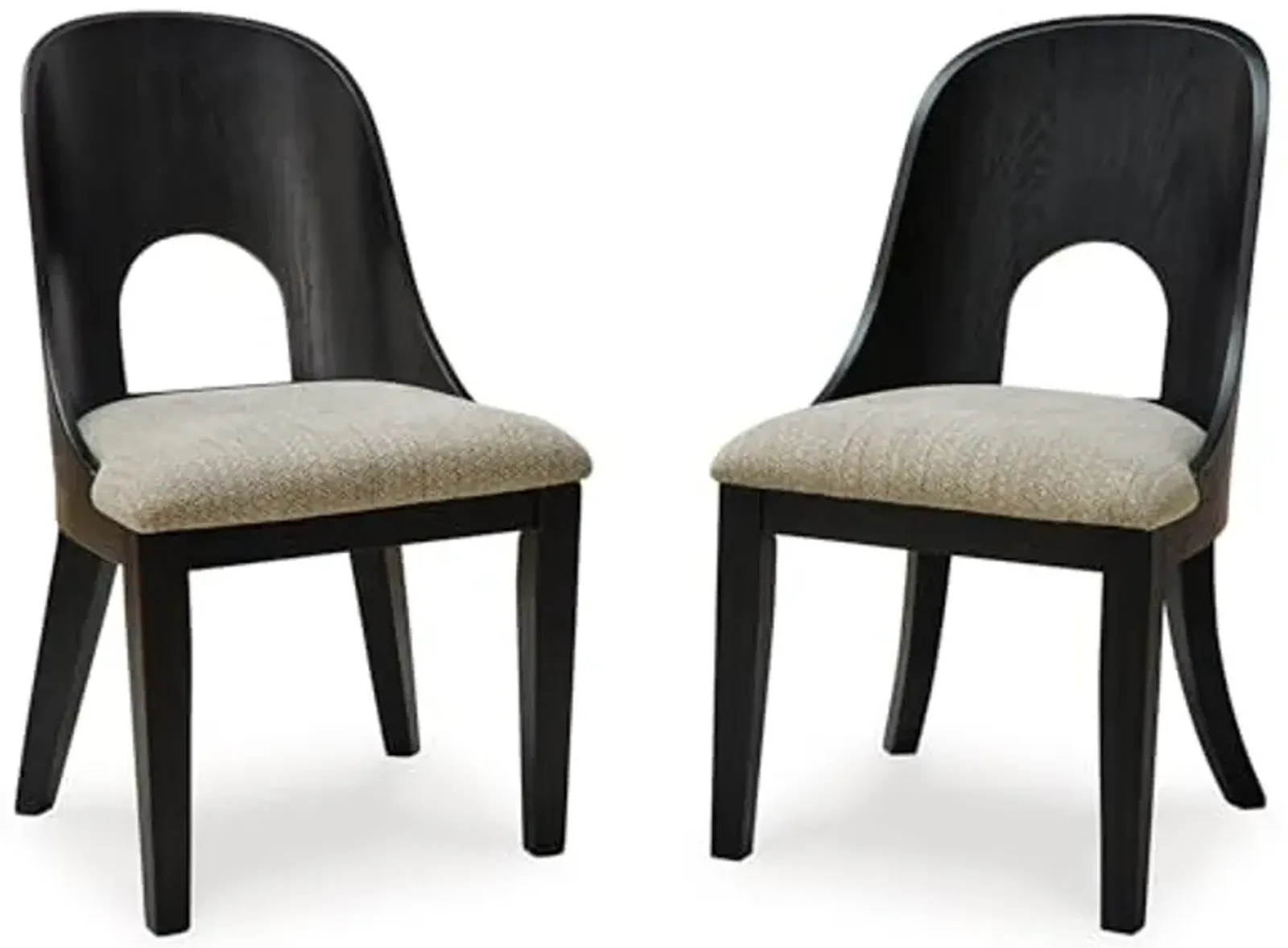 Signature Design by Ashley Rowanbeck Contemporary Armless Herringbone Upholstered Dining Chair, Set of 2, Black & Light Gray