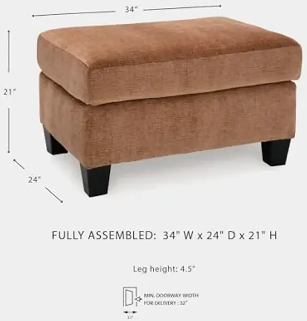 Signature Design by Ashley Amity Bay Modern Upholstered Rectangular Ottoman, Light Brown