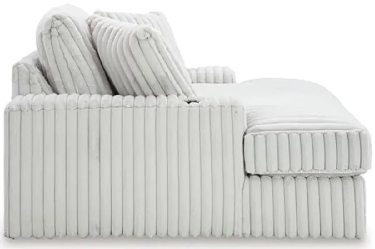 Signature Design by Ashley Stupendous Contemporary Upholstered Oversized Chaise with Cup Holders, USB Ports and 2 Toss Pillows, White