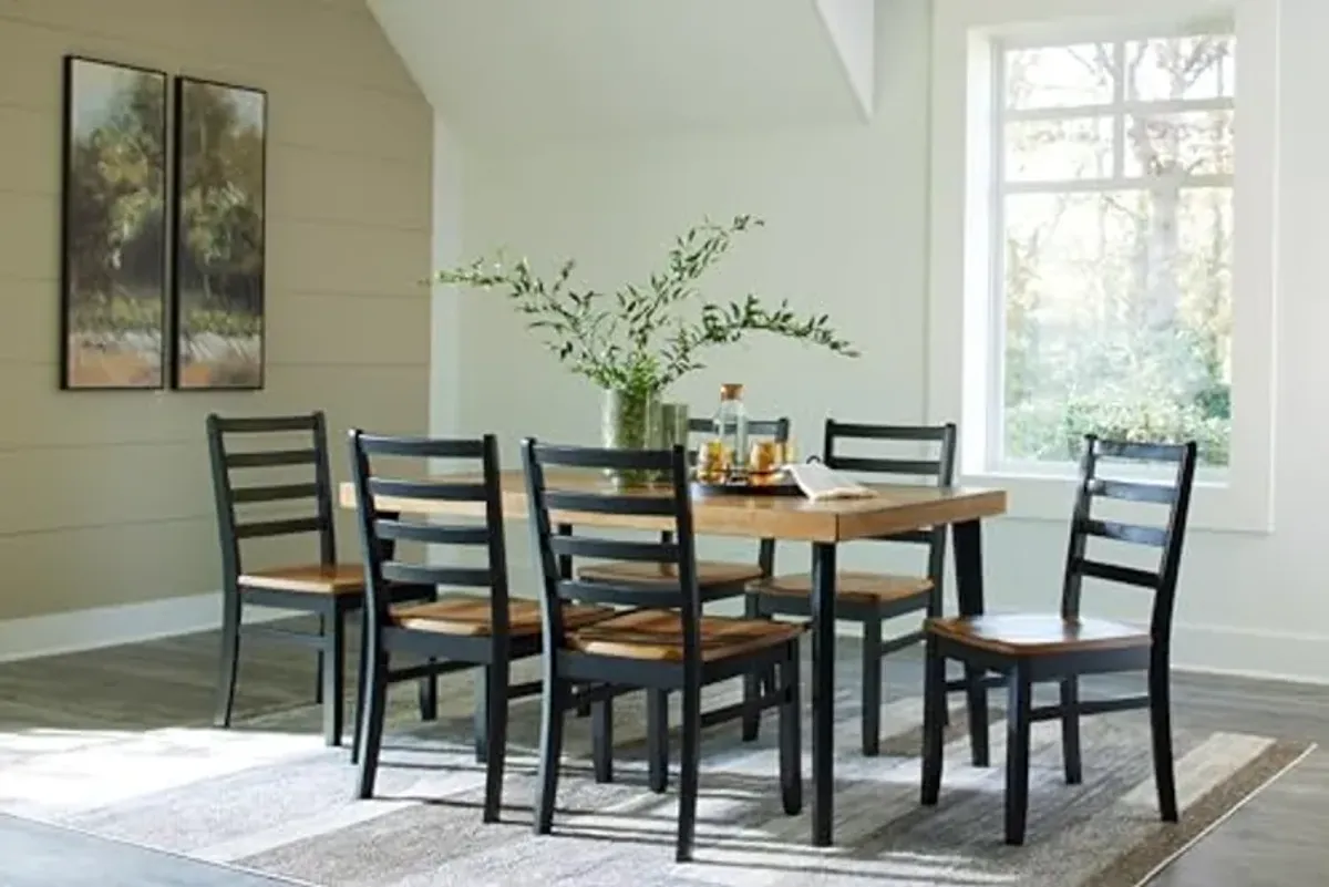 Signature Design by Ashley Blondon Rustic Chevron Dining Table and 6 Chairs, Set of 7, Black & Light Brown