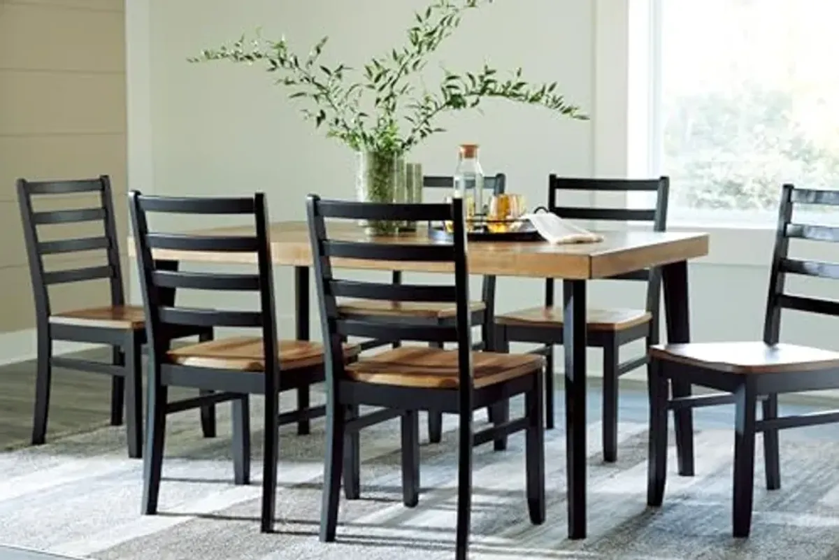 Signature Design by Ashley Blondon Rustic Chevron Dining Table and 6 Chairs, Set of 7, Black & Light Brown