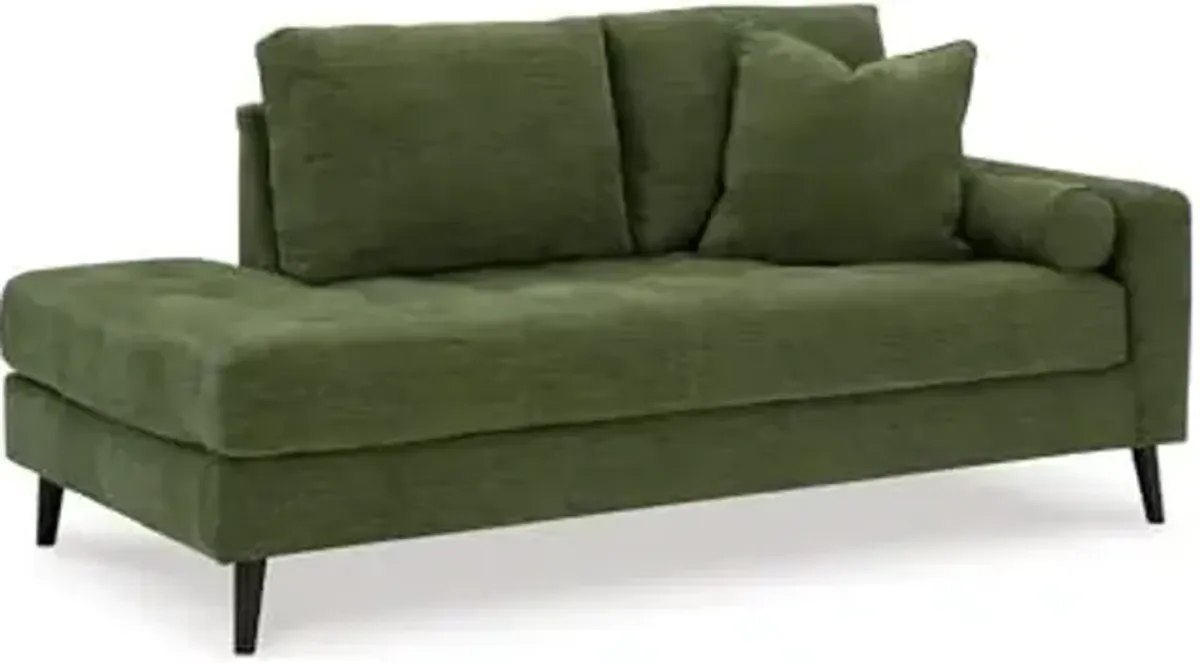 Signature Design by Ashley Bixler Mid-Century Modern Tufted Upholstered Right-Arm Facing Corner Chaise with 2 Toss Pillow, Green