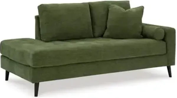 Signature Design by Ashley Bixler Mid-Century Modern Tufted Upholstered Right-Arm Facing Corner Chaise with 2 Toss Pillow, Green