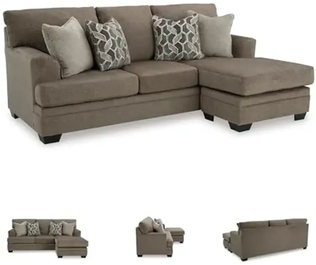 Signature Design by Ashley Stonemeade Casual Right-Arm Facing Sofa Chaise with 4 Toss Pillows, Dark Brown
