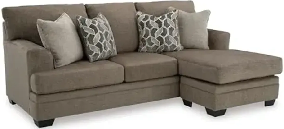 Signature Design by Ashley Stonemeade Casual Right-Arm Facing Sofa Chaise with 4 Toss Pillows, Dark Brown