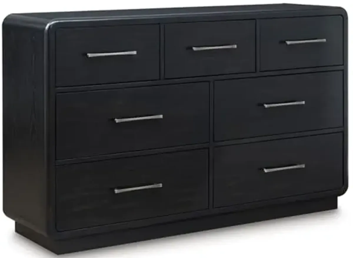 Signature Design by Ashley Rowanbeck Modern 7 Drawer Dresser with Felt-Lined Top Drawer and Safety Stop for Bedroom, Black