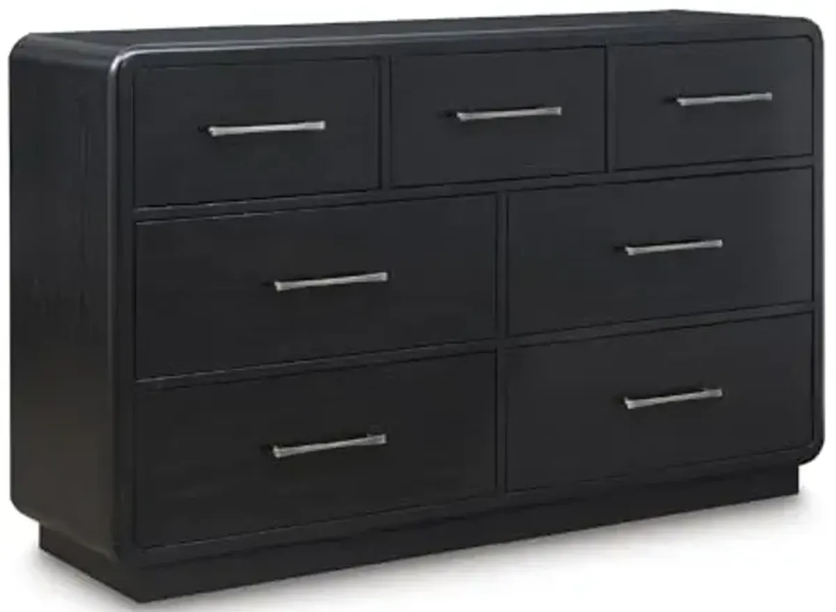 Signature Design by Ashley Rowanbeck Modern 7 Drawer Dresser with Felt-Lined Top Drawer and Safety Stop for Bedroom, Black