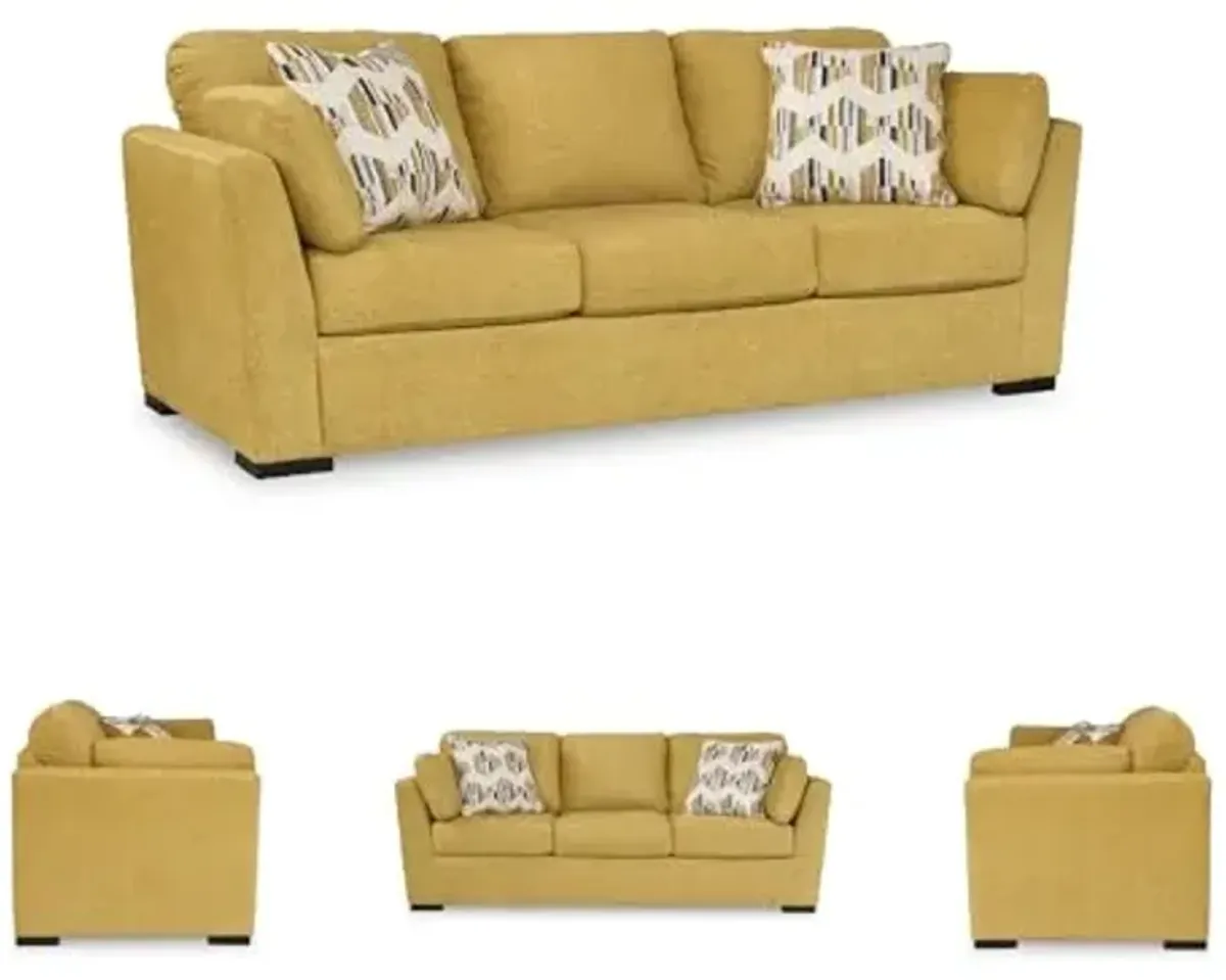 Signature Design by Ashley Keerwick Scandinavian Sofa with 4 Toss Pillows, Yellow