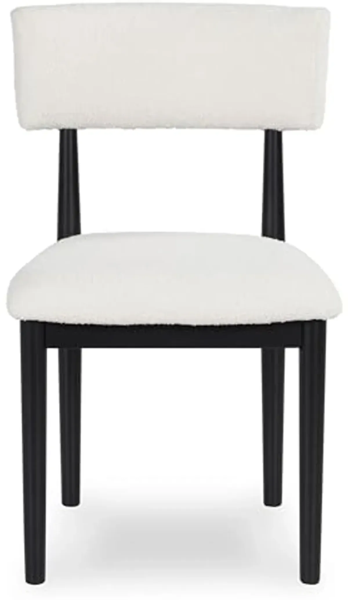 Signature Design by Ashley Xandrum Casual Upholstered Armless Dining Chair with Open Back and Tapered Legs, Set of 2, White & Black