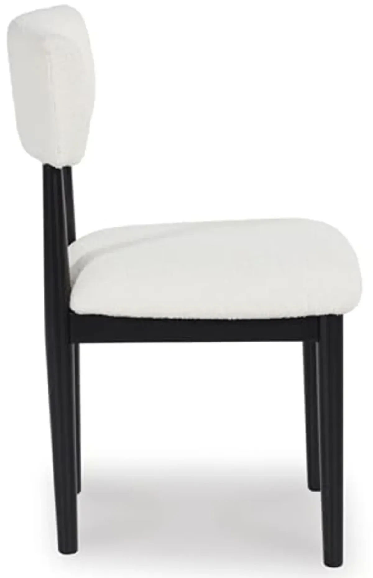 Signature Design by Ashley Xandrum Casual Upholstered Armless Dining Chair with Open Back and Tapered Legs, Set of 2, White & Black