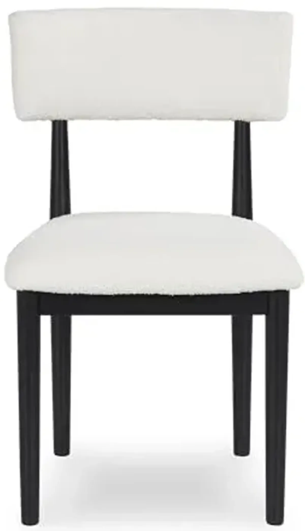 Signature Design by Ashley Xandrum Mid Century Modern Upholstered Boucle Dining Chair with Tapered Legs, Set of 2, White & Black