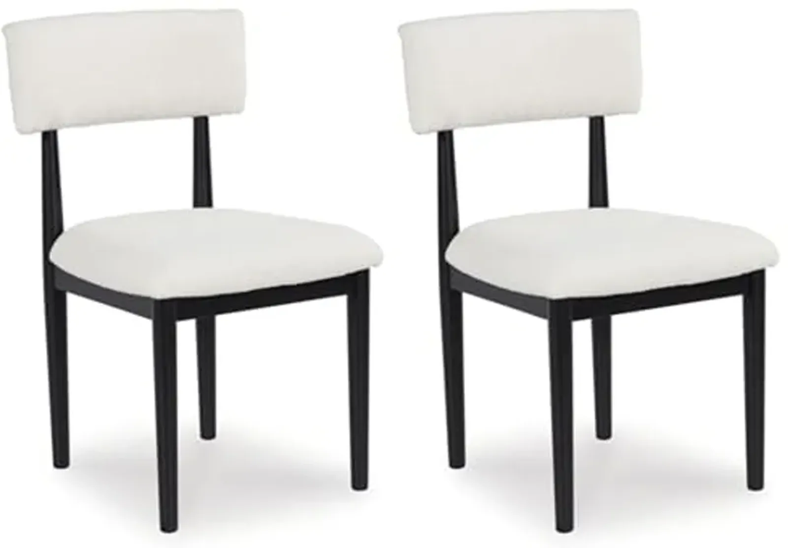 Signature Design by Ashley Xandrum Casual Upholstered Armless Dining Chair with Open Back and Tapered Legs, Set of 2, White & Black