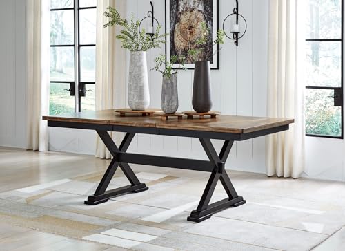 Signature Design by Ashley Wildenauer Dining Extension Table, 78" W x 40" D x 30" H, Black & Dark Brown