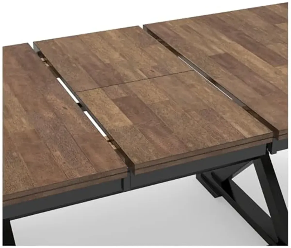 Signature Design by Ashley Wildenauer Farmhouse Dining Extension Table with Self-Storing Butterfly Leaf for 6-8 People, Black & Dark Brown