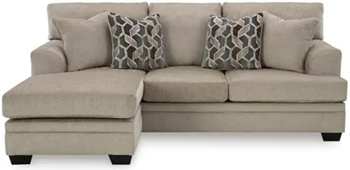 Signature Design by Ashley Stonemeade Casual Right-Arm Facing Sofa Chaise with 4 Toss Pillows, Light Brown