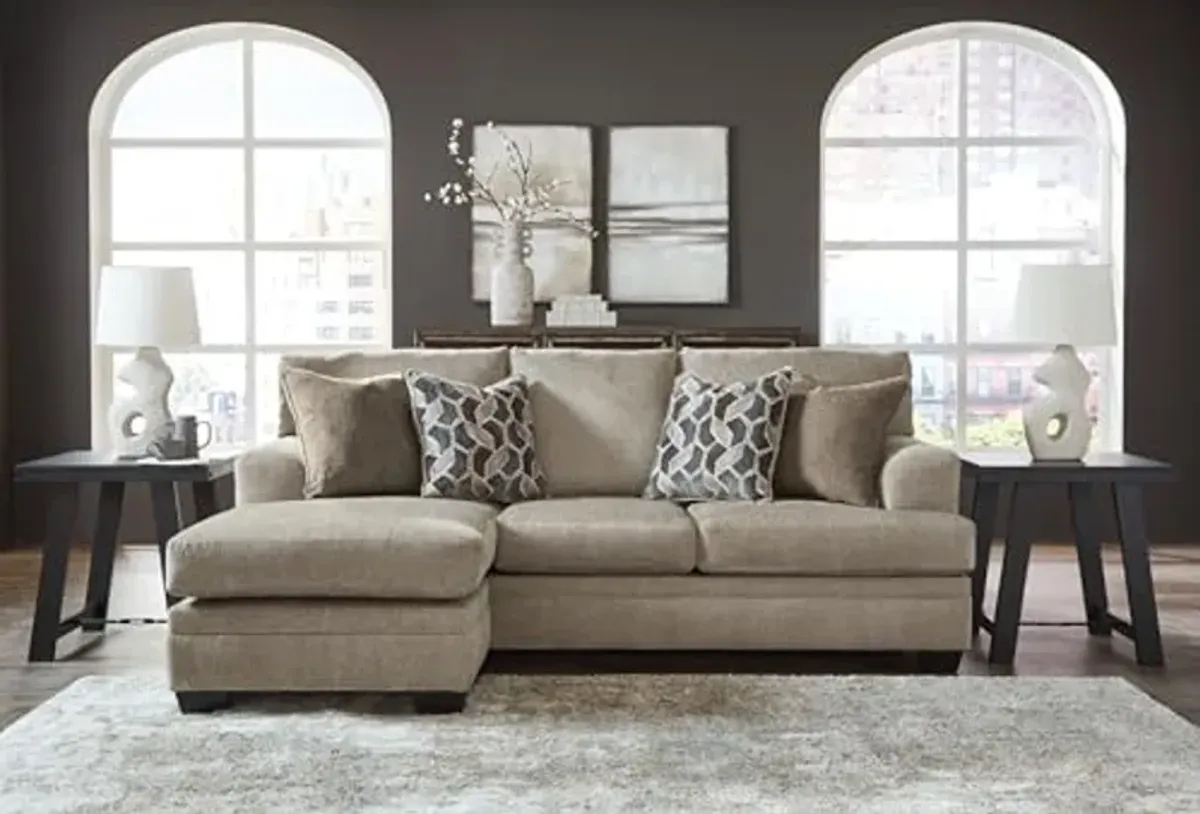 Signature Design by Ashley Stonemeade Casual Right-Arm Facing Sofa Chaise with 4 Toss Pillows, Light Brown