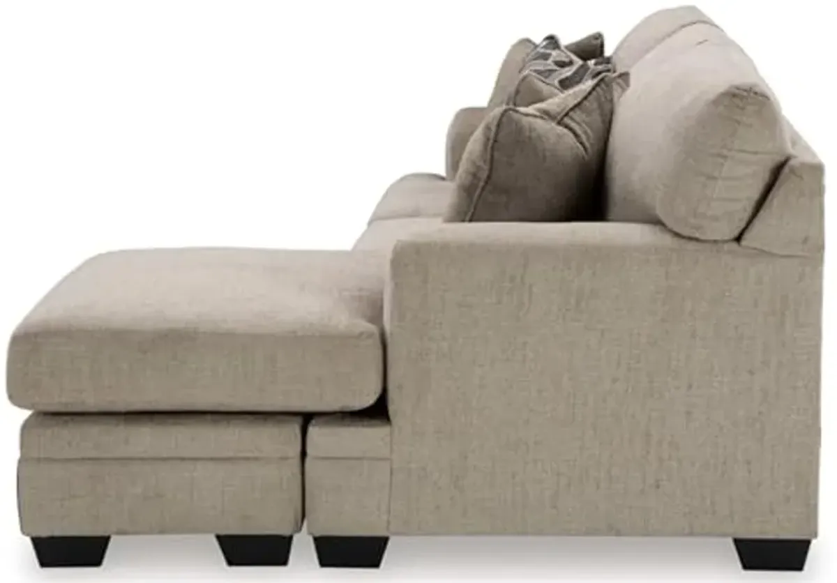 Signature Design by Ashley Stonemeade Casual Right-Arm Facing Sofa Chaise with 4 Toss Pillows, Light Brown