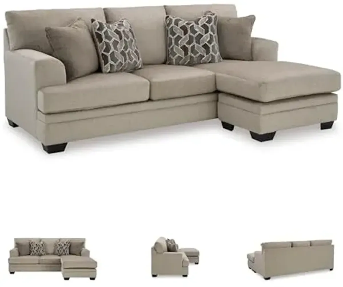 Signature Design by Ashley Stonemeade Casual Right-Arm Facing Sofa Chaise with 4 Toss Pillows, Light Brown