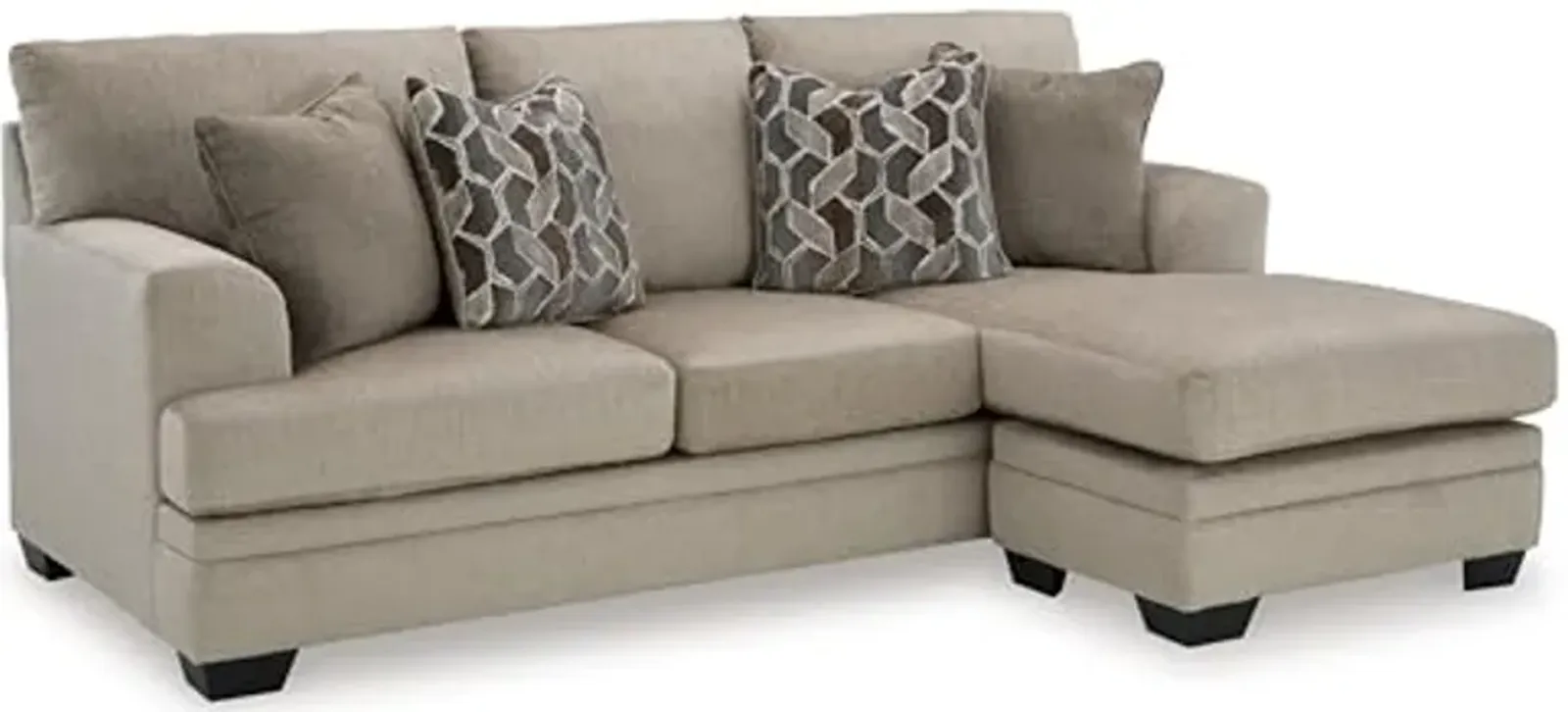 Signature Design by Ashley Stonemeade Casual Right-Arm Facing Sofa Chaise with 4 Toss Pillows, Light Brown