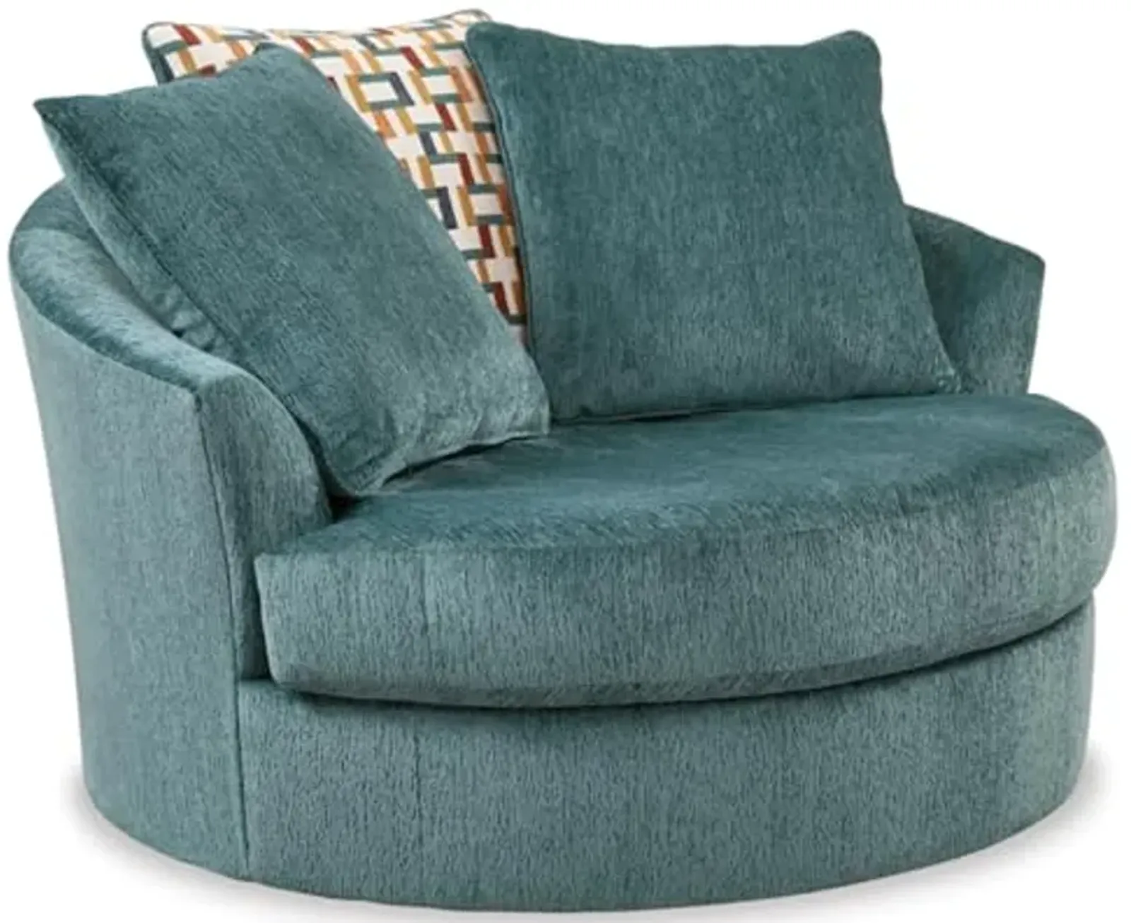 Signature Design by Ashley Laylabrook Scandinavian Upholstered Oversized Swivel Accent Chair with 3 Back Pillows, Green