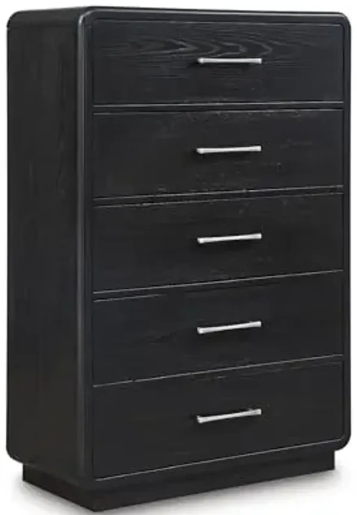 Signature Design by Ashley Rowanbeck Modern 5 Drawer Chest with Felt-Lined Top Drawer and Safety Stop, Black