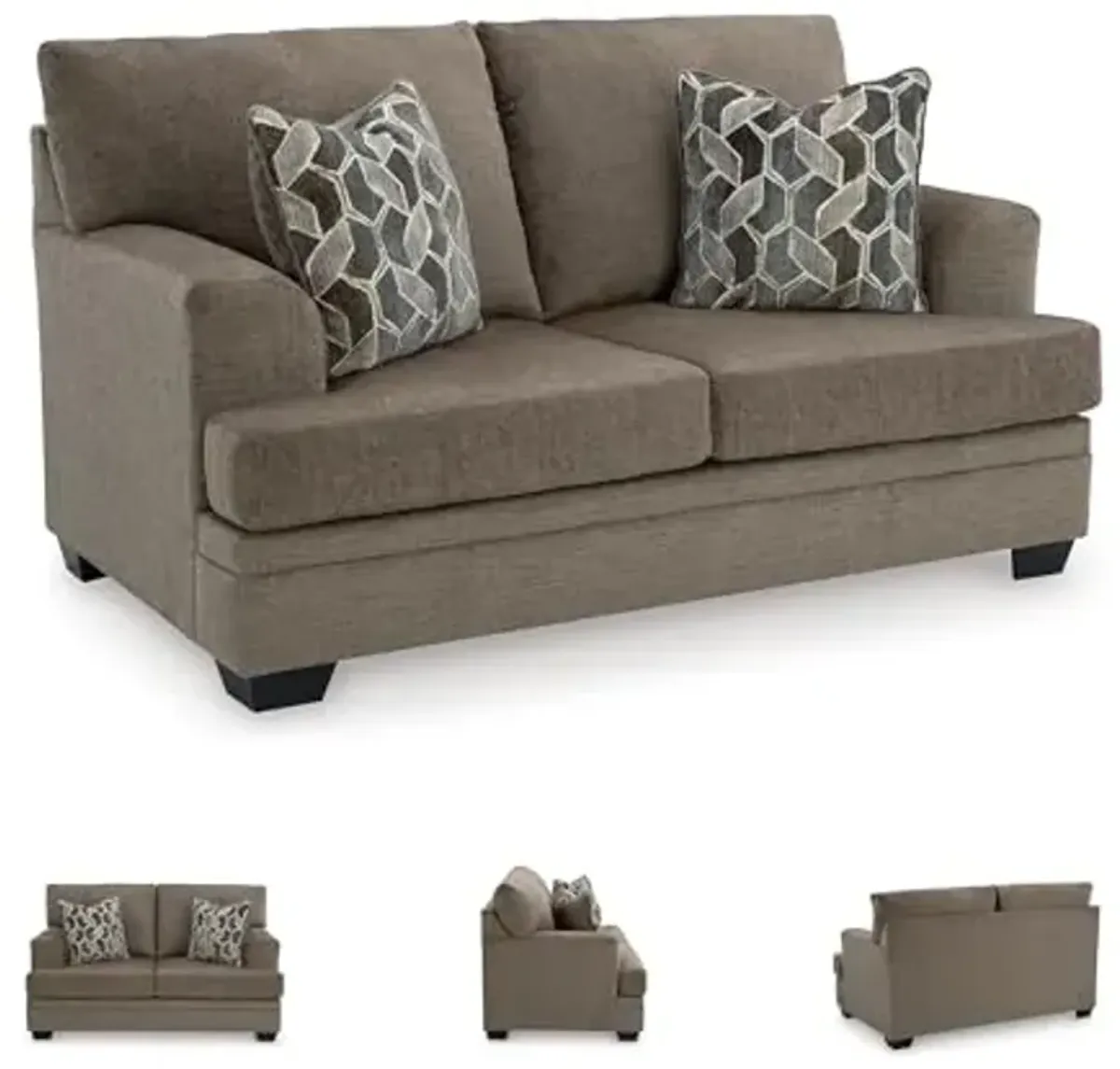 Signature Design by Ashley Stonemeade Casual Loveseat with 2 Toss Pillows, Dark Brown