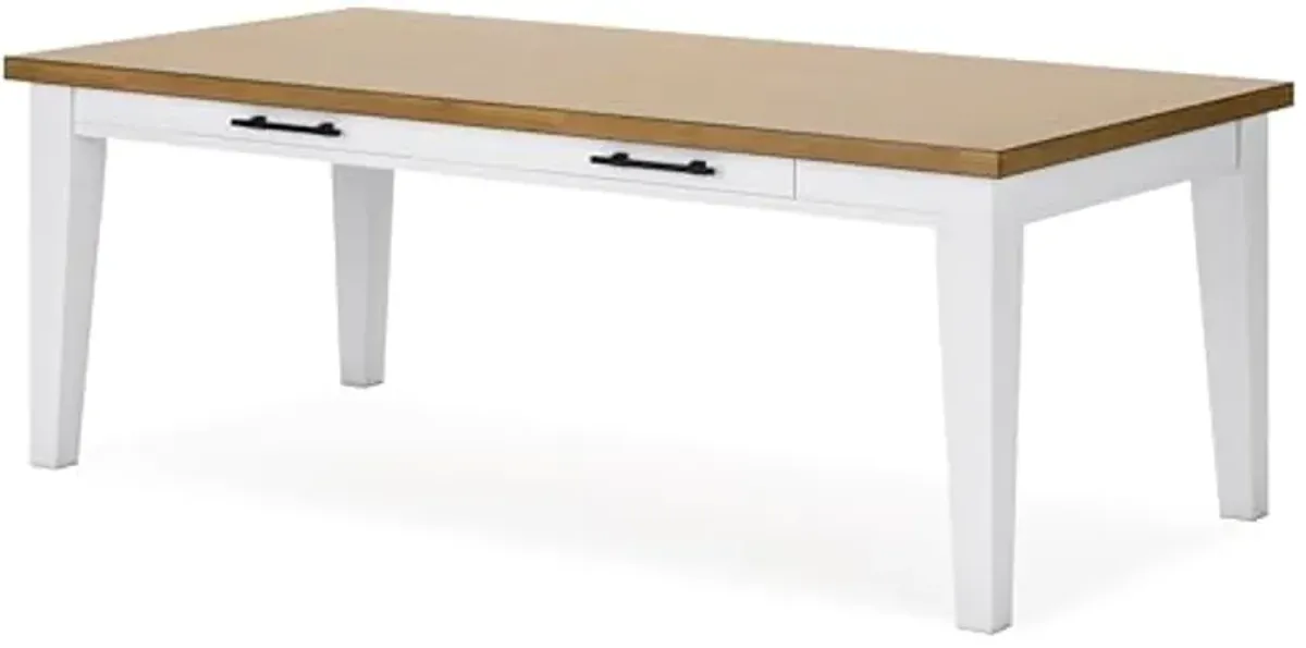 Signature Design by Ashley Ashbryn Dining Table, 86" W x 42" D x 31" H, White & Light Brown