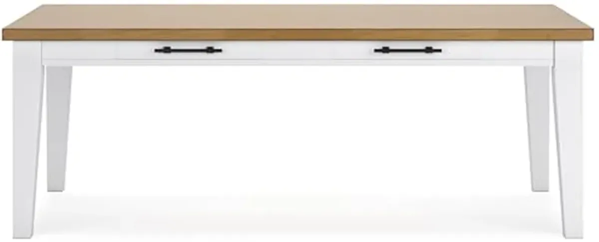 Signature Design by Ashley Ashbryn Dining Table, 86" W x 42" D x 31" H, White & Light Brown