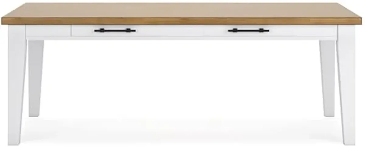 Signature Design by Ashley Ashbryn Dining Table, 86" W x 42" D x 31" H, White & Light Brown