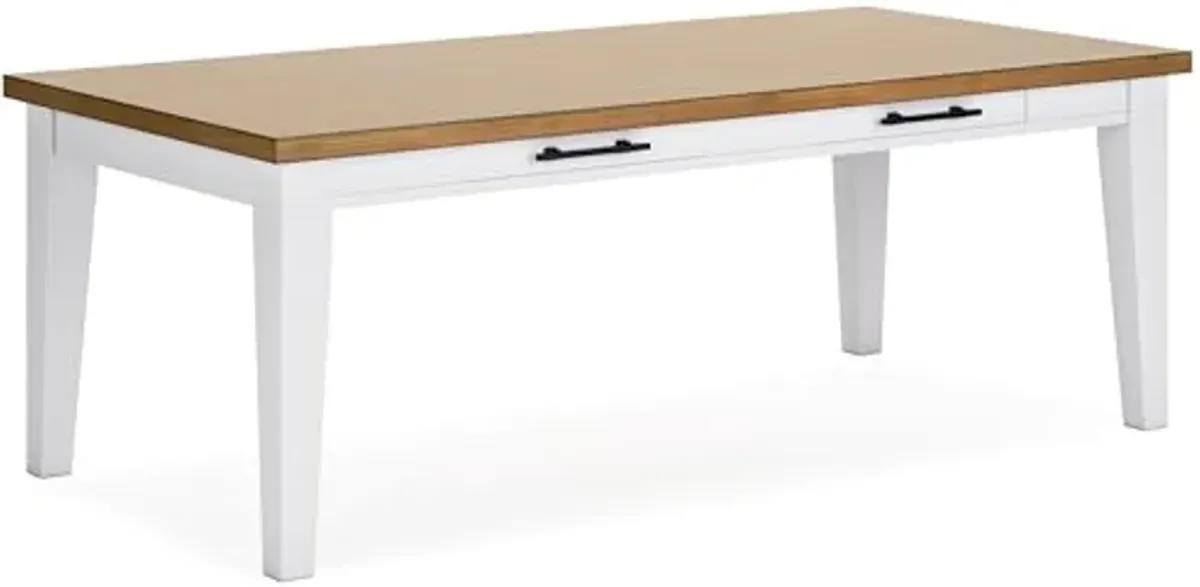 Signature Design by Ashley Ashbryn Dining Table, 86" W x 42" D x 31" H, White & Light Brown