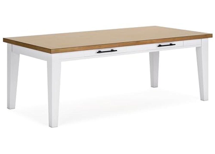 Signature Design by Ashley Ashbryn Dining Table, 86" W x 42" D x 31" H, White & Light Brown