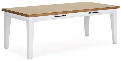 Signature Design by Ashley Ashbryn Dining Table, 86" W x 42" D x 31" H, White & Light Brown