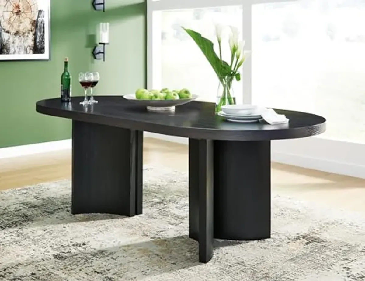 Signature Design by Ashley Rowanbeck Minimalist Dining Table for 8 People, Black