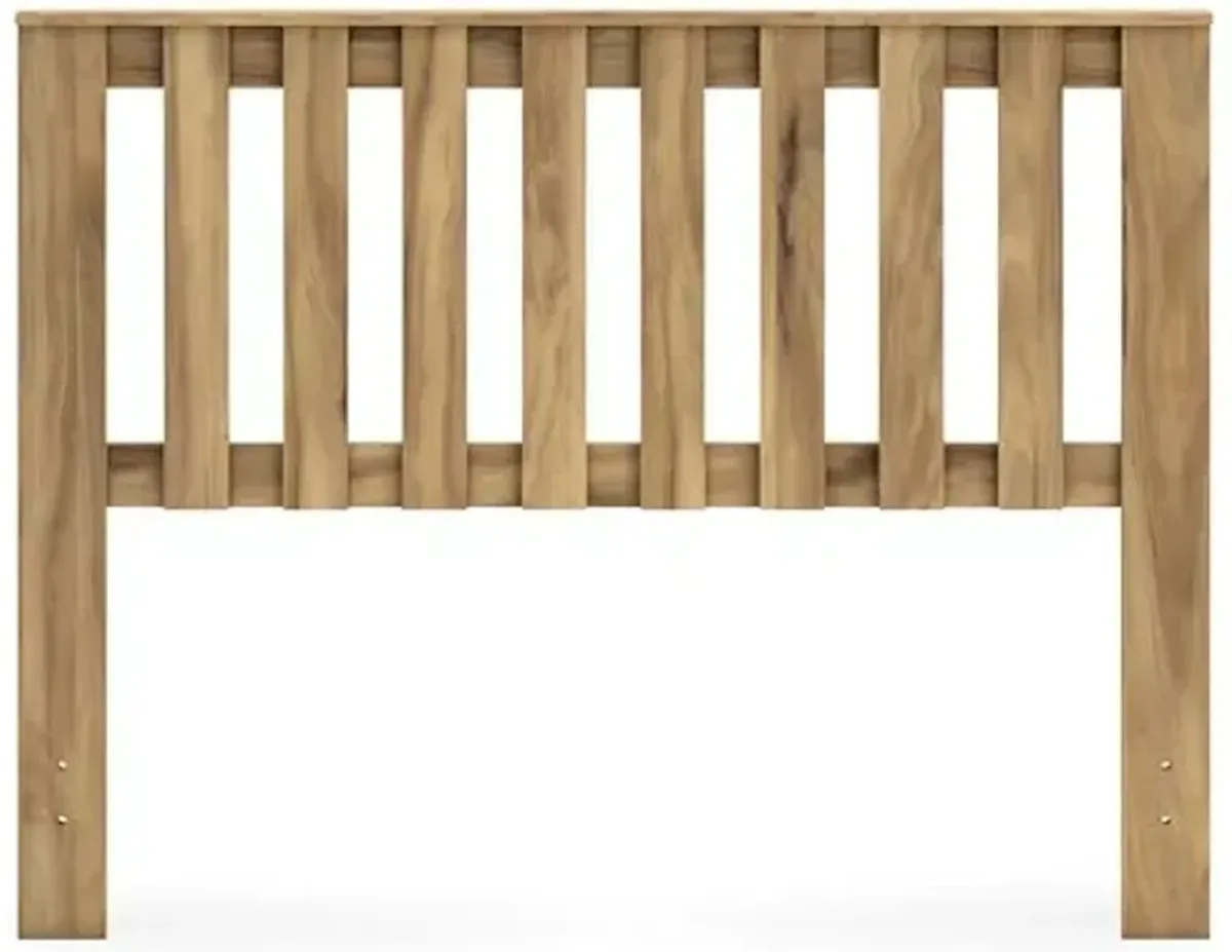 Signature Design by Ashley Bermacy Rustic Panel Headboard, Wood, Vertical Slat Design, Replicated Hickory Grain, Full, Light Brown (Headboard Only)
