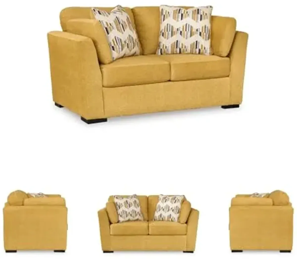 Signature Design by Ashley Keerwick Scandinavian Loveseat with 4 Toss Pillows, Yellow