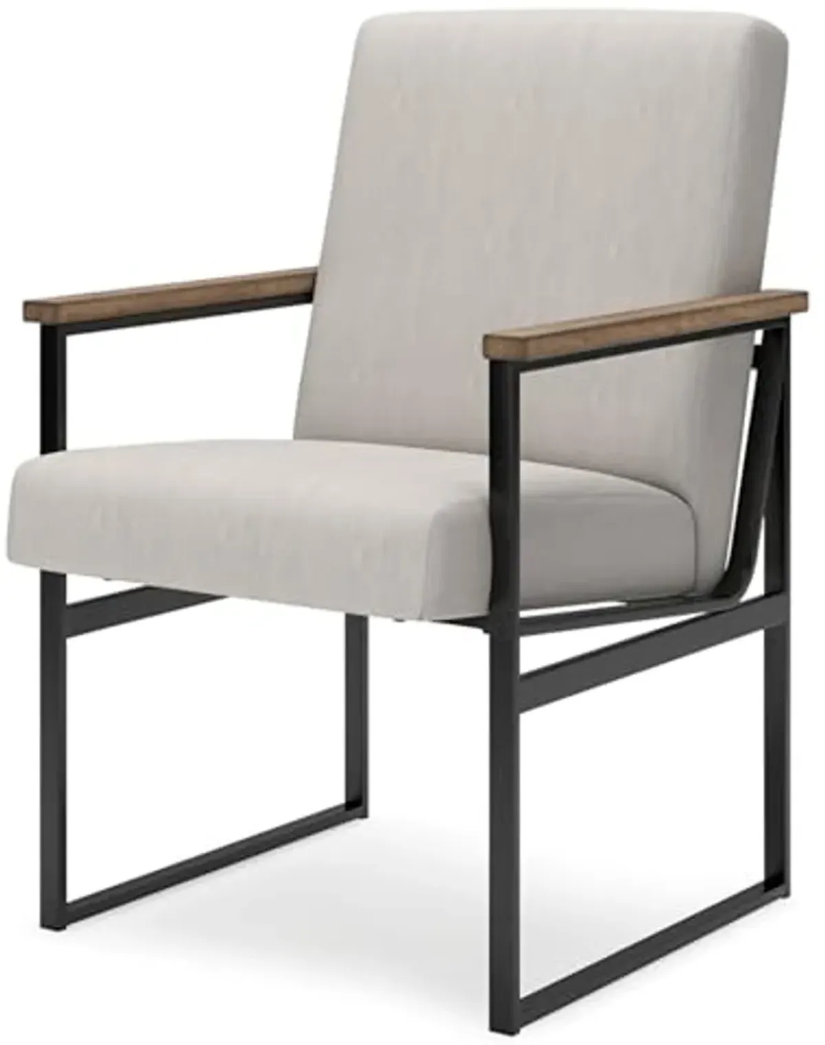 Signature Design by Ashley Montia Urban Upholstered Home Office Desk Chair with Track Arms, Light Brown & Gray