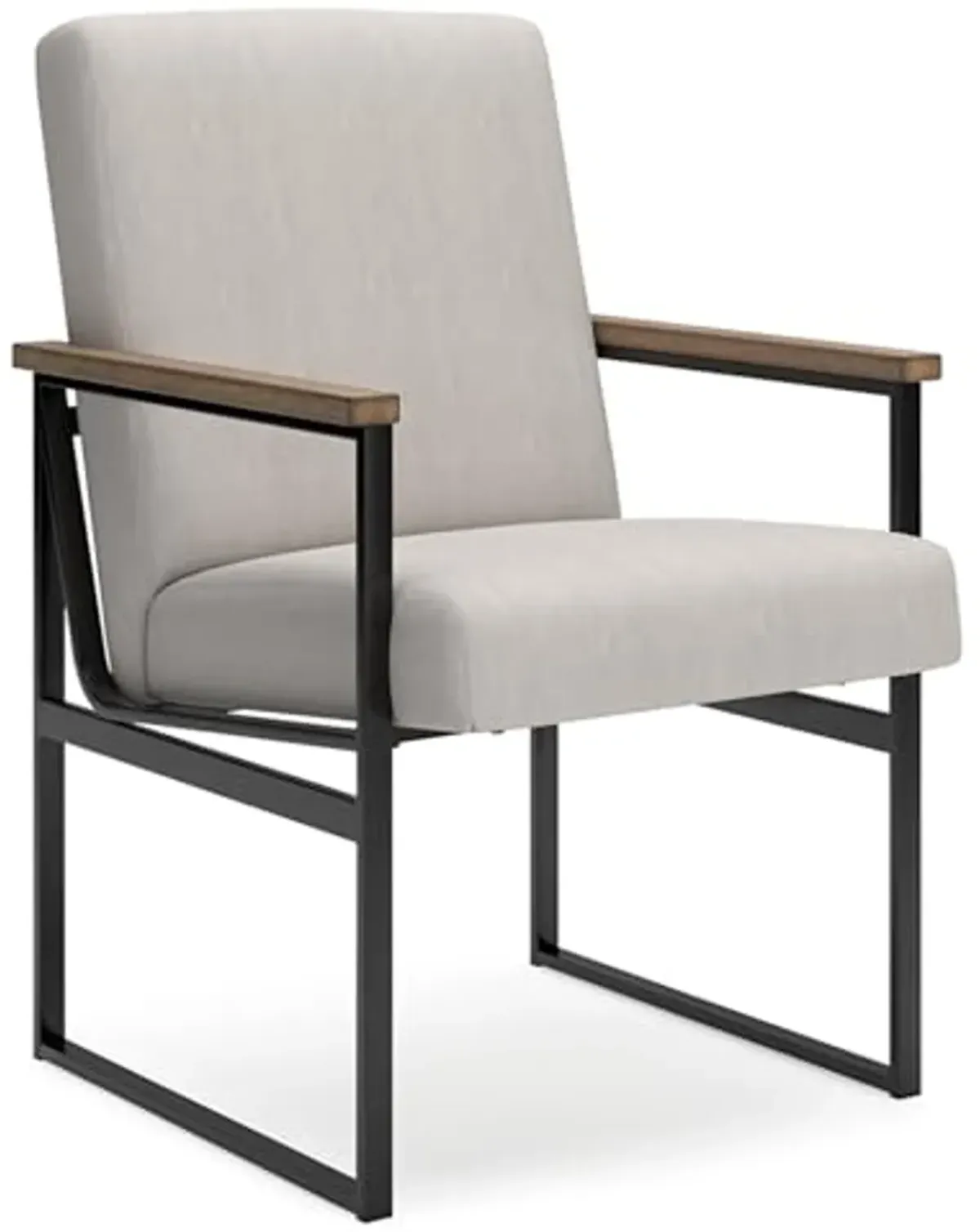 Signature Design by Ashley Montia Urban Upholstered Home Office Desk Chair with Track Arms, Light Brown & Gray