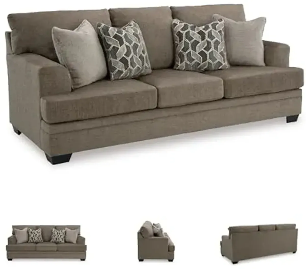 Signature Design by Ashley Stonemeade Casual Sofa with 4 Toss Pillows, Dark Brown