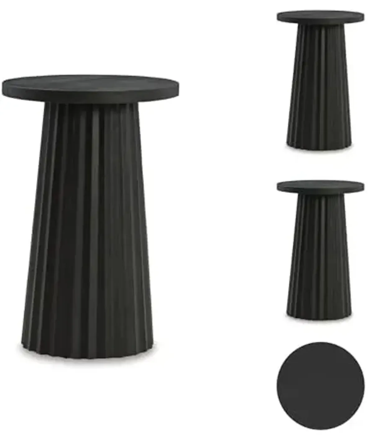 Signature Design by Ashley Ceilby Modern Accent Table with Fluted Base Design Wire-Brushed Effect, Black
