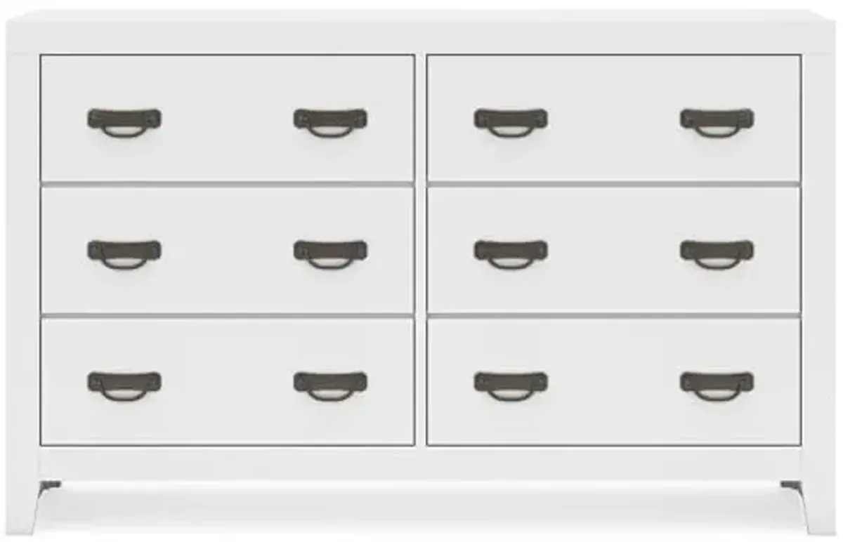 Signature Design by Ashley Binterglen Coastal 6 Drawer Dresser with Safety Stop for Bedroom, White
